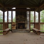 Outdoor fireplace at Red Oak Recovery